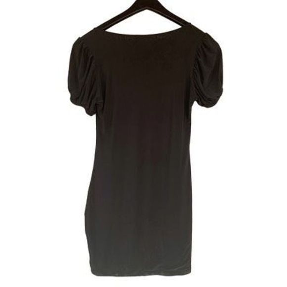 Pretty Little Thing Sz 6 Black Polyester Stretch Punk Clasp Close Body-Con Dress - Picture 6 of 14